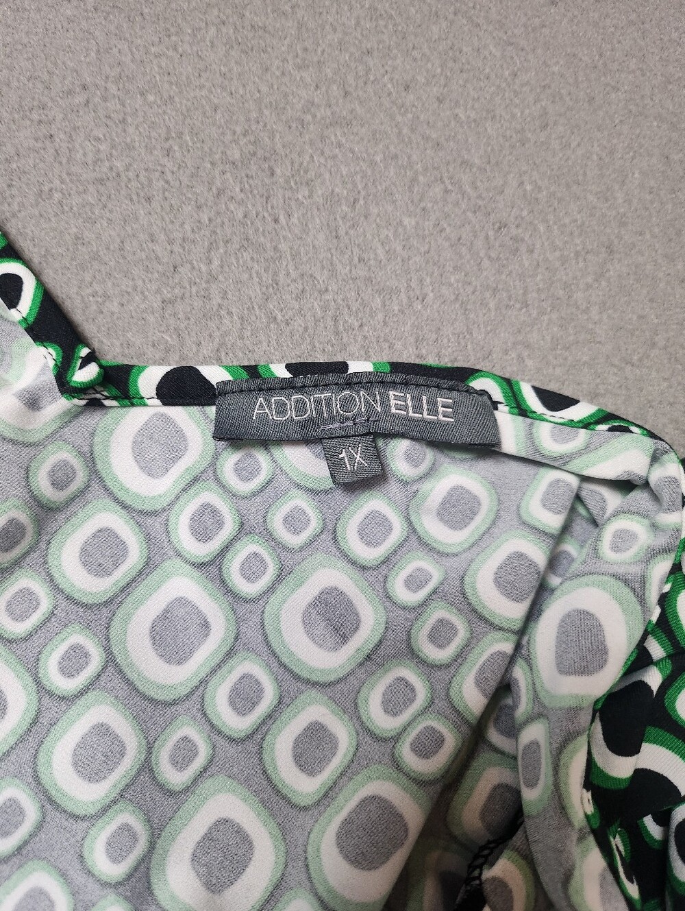 Addition Elle 1X Green Geometric Fit Flare Dress Made In Canada - Picture 3 of 9